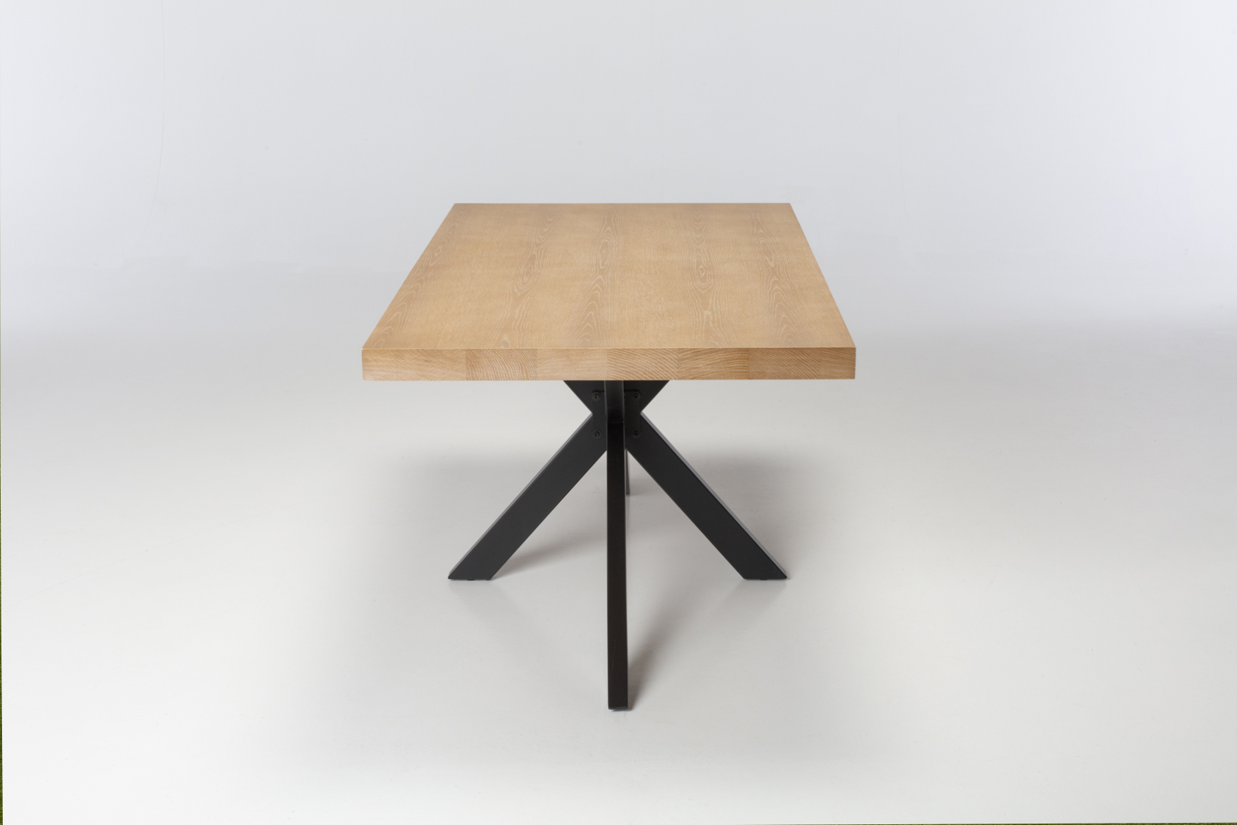 Juniper Dining Table - 1.6m Washed Oak Veneer Dining Table with Black Metal Base