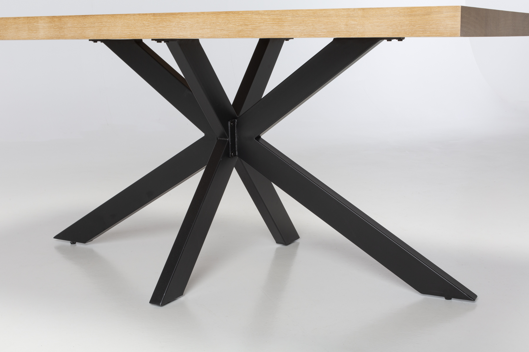 Juniper Dining Table - 1.6m Washed Oak Veneer Dining Table with Black Metal Base