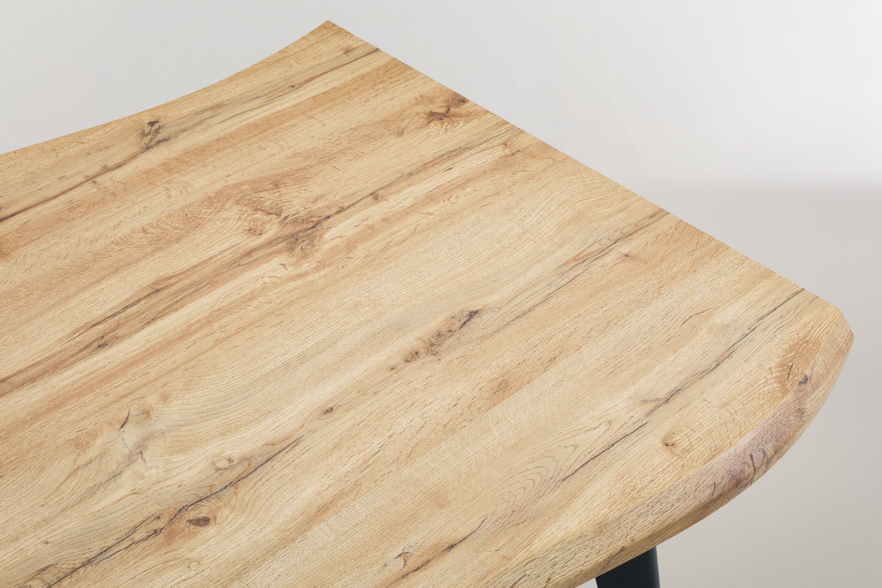 Newark 1.6m Dining Table - Live Edge Oak Effect Dining Table with Black Metal Legs