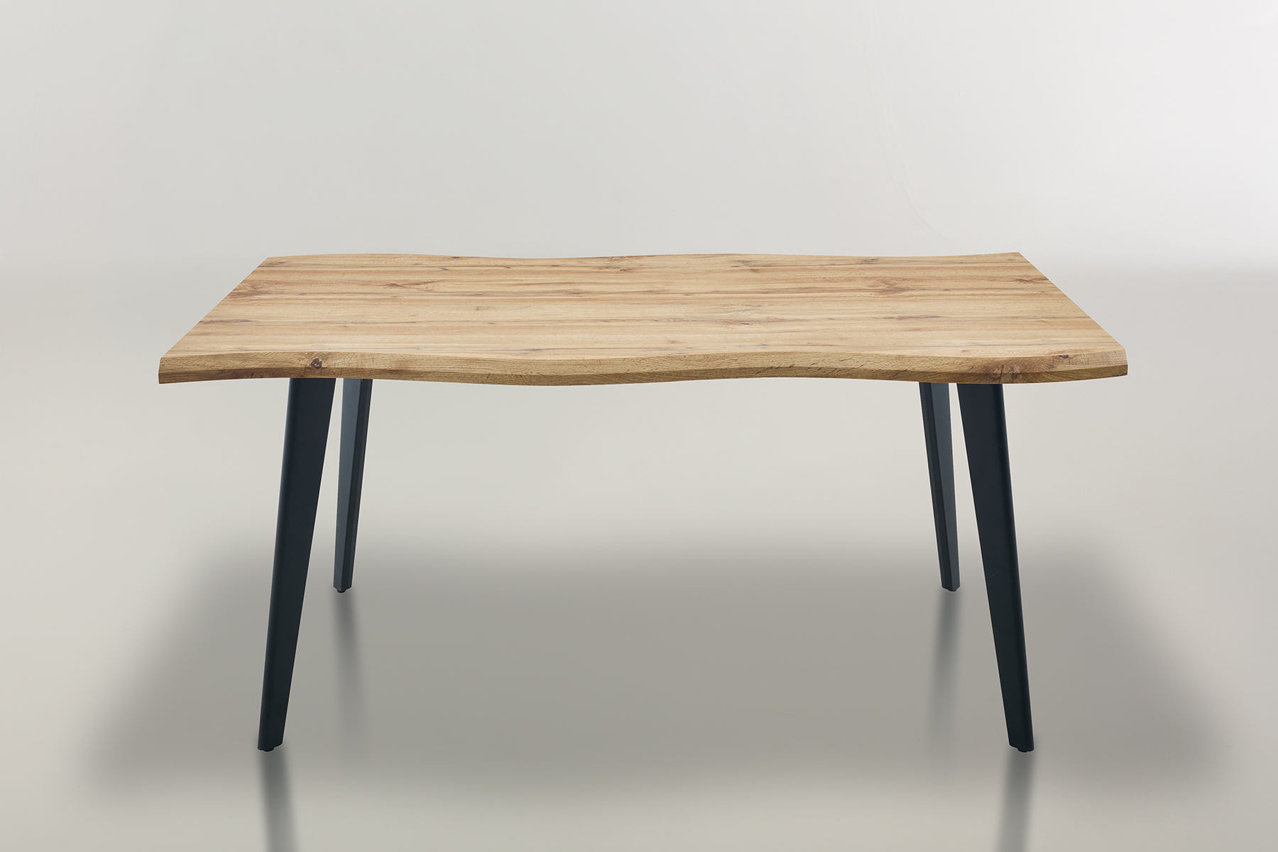 Newark 1.6m Dining Table - Live Edge Oak Effect Dining Table with Black Metal Legs