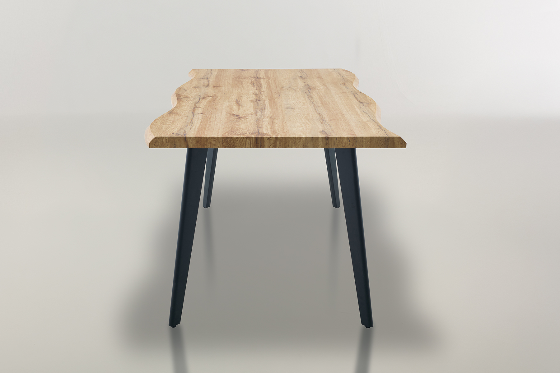 Newark 1.6m Dining Table - Live Edge Oak Effect Dining Table with Black Metal Legs