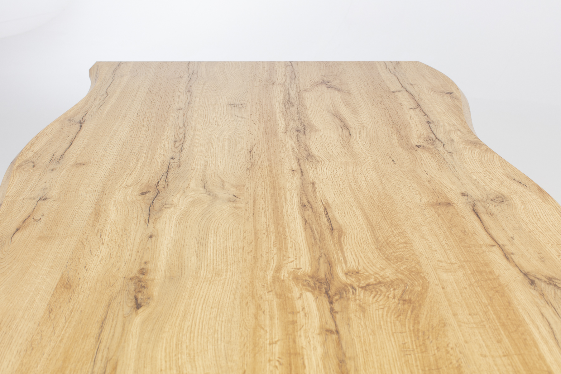 Newark Dining Table - 1.6m Live Edge Oak Effect Dining Table with Black Metal Legs