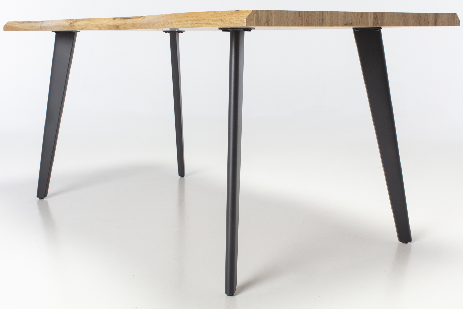 Newark Dining Table - 1.6m Live Edge Oak Effect Dining Table with Black Metal Legs