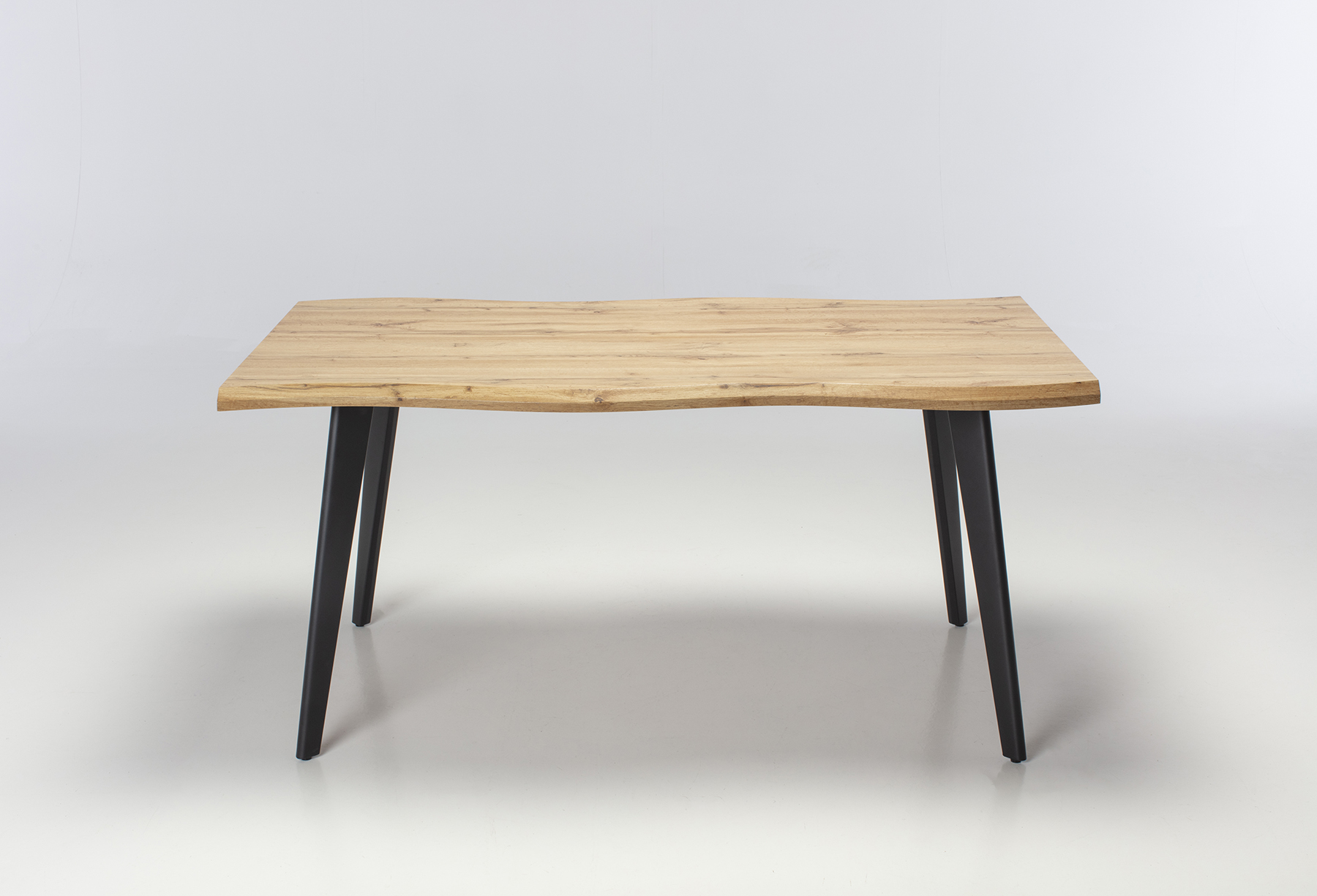 Newark Dining Table - 1.6m Live Edge Oak Effect Dining Table with Black Metal Legs