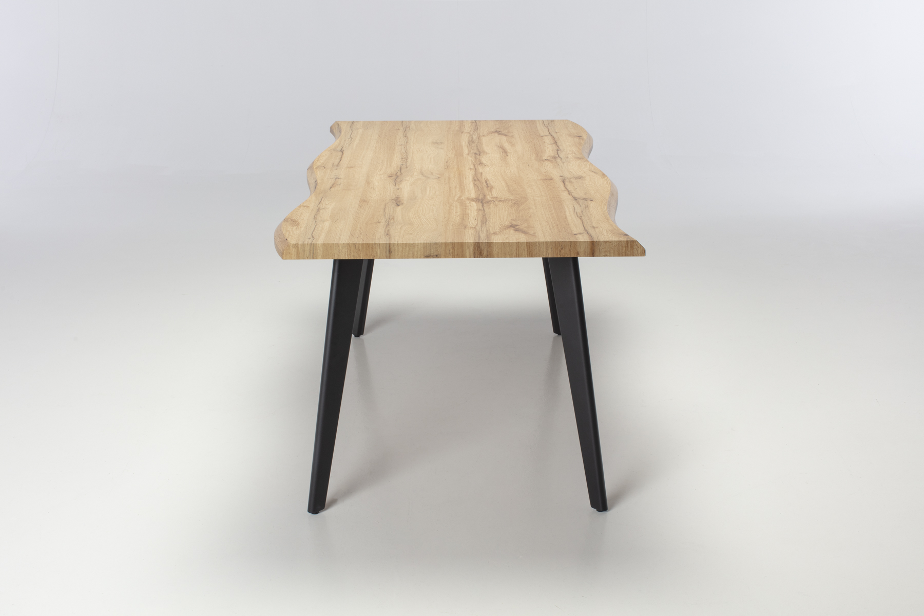 Newark Dining Table - 1.6m Live Edge Oak Effect Dining Table with Black Metal Legs