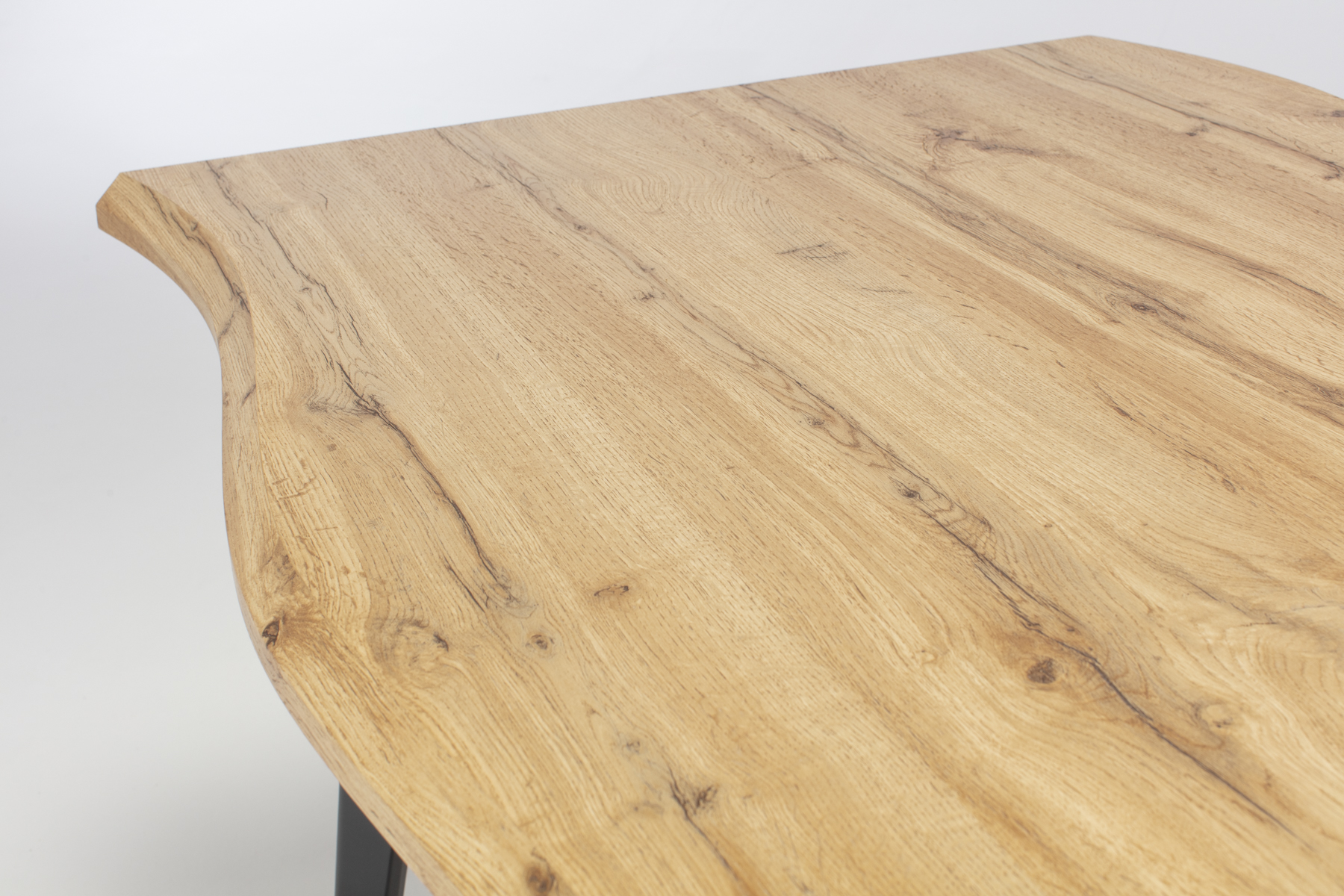 Newark Dining Table - 1.6m Live Edge Oak Effect Dining Table with Black Metal Legs