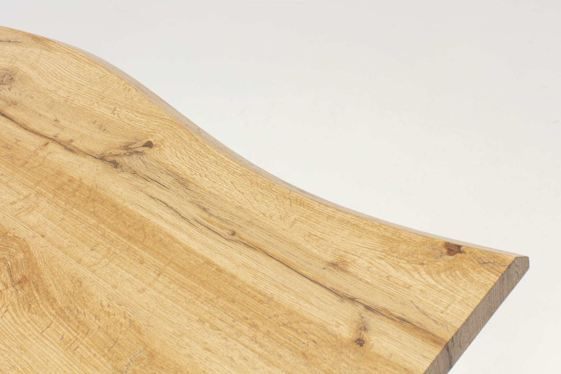 Newark Dining Table - 1.6m Live Edge Oak Effect Dining Table with Black Metal Legs