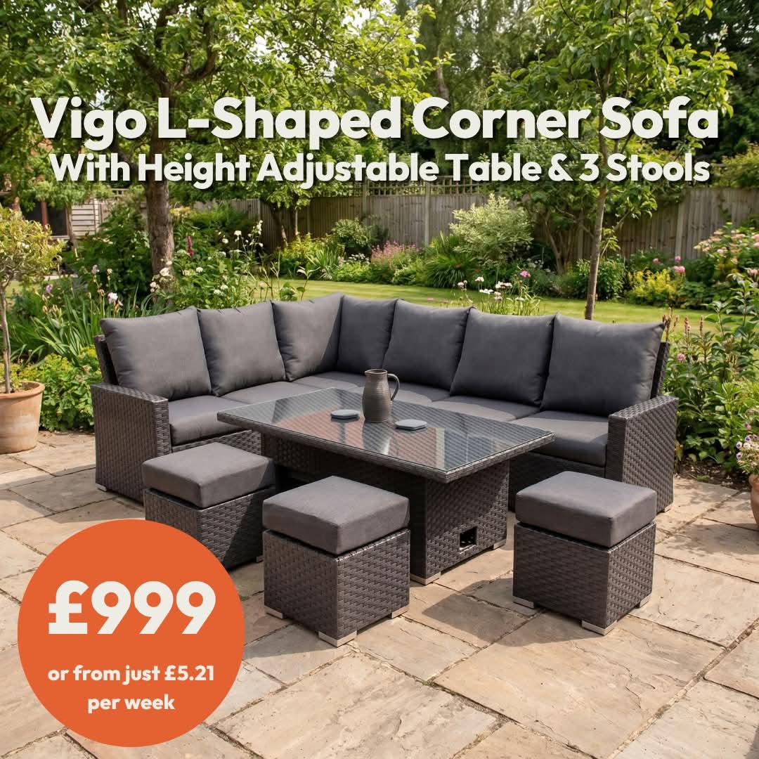 L-shaped corner sofa garden set at Furniture Outlet Stores