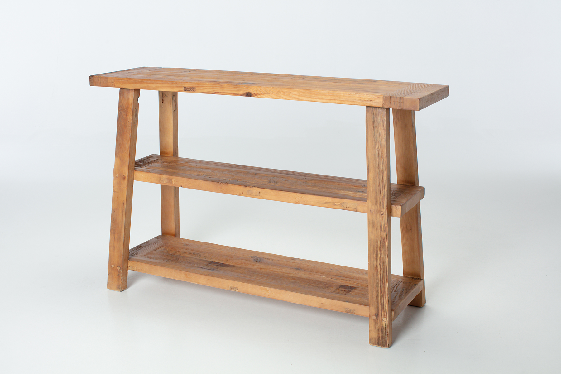 Aubre Console Table - 1.32m Reclaimed Wood Console Table with 2 Lower Shelves
