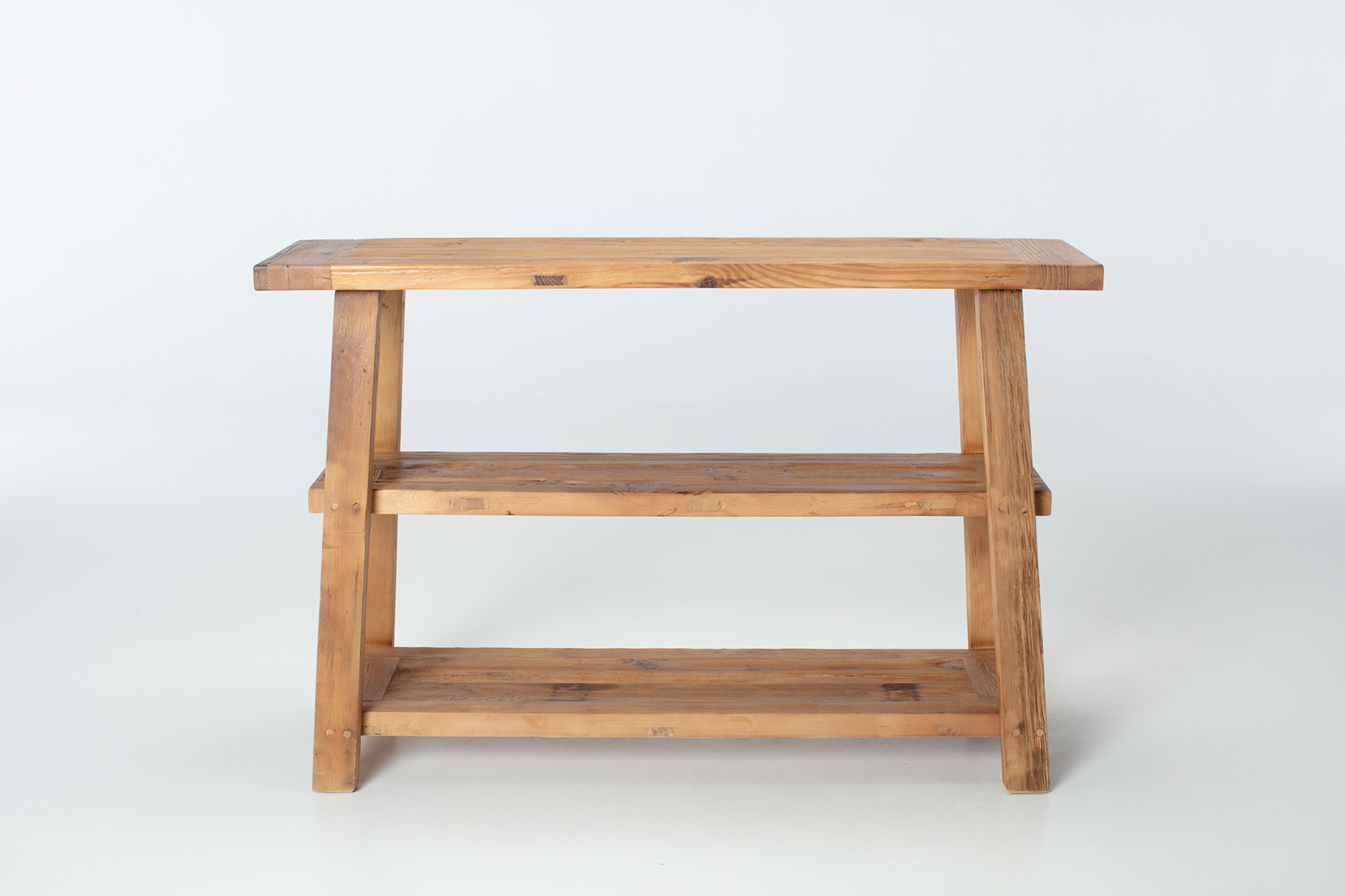 Aubre Console Table - 1.32m Reclaimed Wood Console Table with 2 Lower Shelves