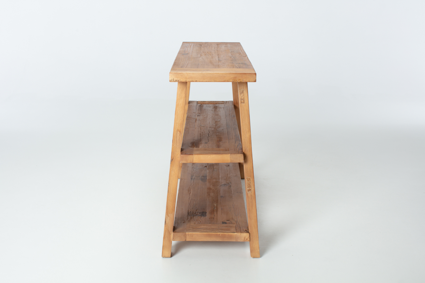 Aubre Console Table - 1.32m Reclaimed Wood Console Table with 2 Lower Shelves