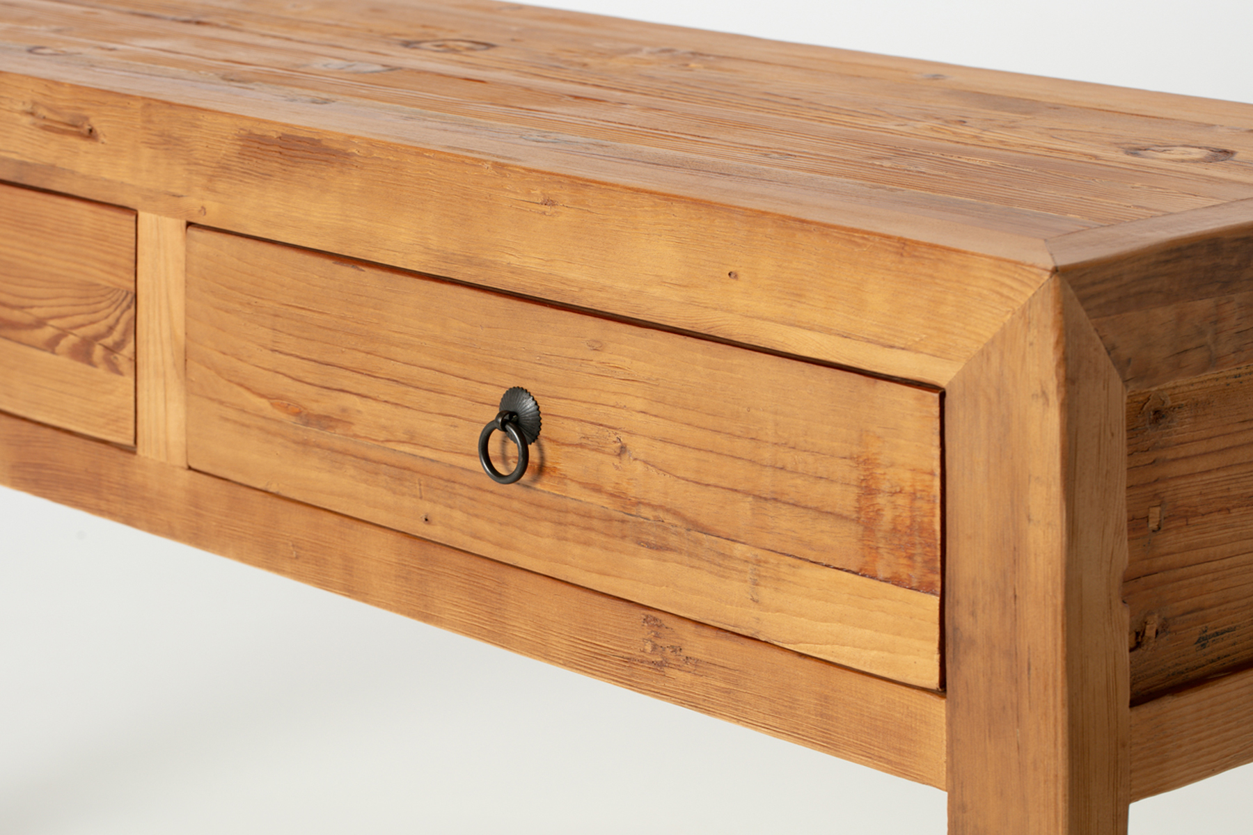Clement Console Table - 1.7m Reclaimed Wood Console Table With 3 Drawers and Lower Shelf