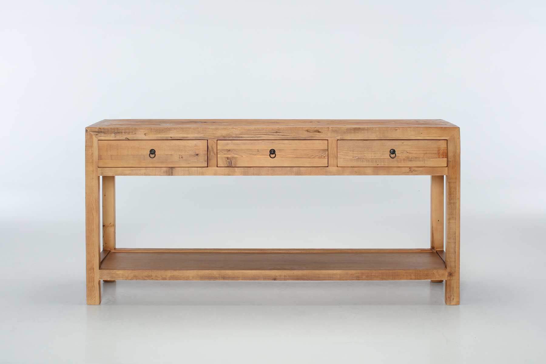 Clement Console Table - 1.7m Reclaimed Wood Console Table With 3 Drawers and Lower Shelf